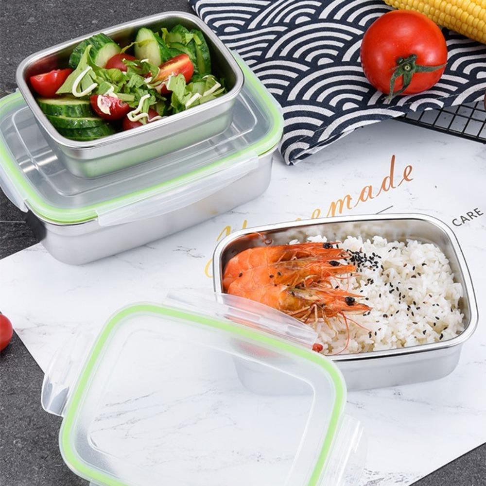 Stainless Steel Fresh-keeping Box Sealed Bento Box Refrigerator Freezer Storage Box  Camp Supplies