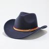 American Western Cowboy Hat Felt Laser Belt Imitation Wool Jazz Hat Tibetan Wedge Wool Top Hat