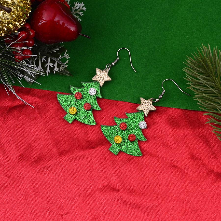 Festive Colorblock Gingerbread Man & Christmas Tree Sequin Earrings