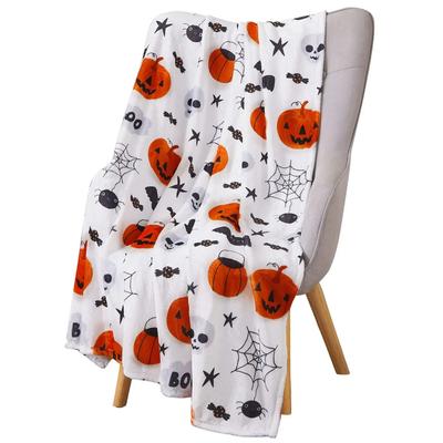Halloween Throw Blanket Lantern Pumpkins with for Sofa Bed Couch Chair or Dorm Super Soft Lightweight King Queen Size Candy Corn#