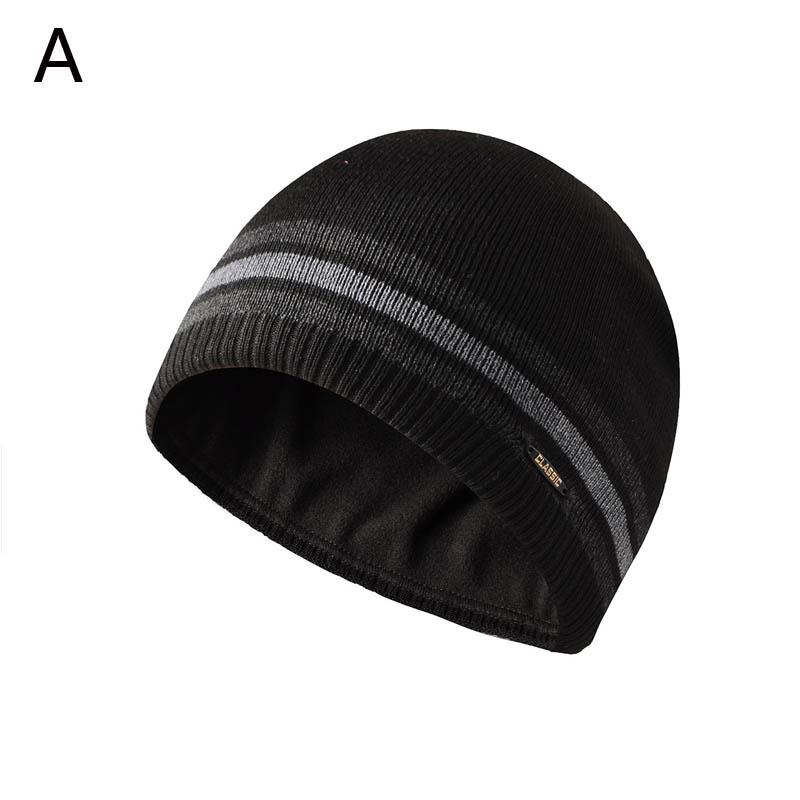 Men's Plush Knitting Hat Wool Hat Brimless Plain Dome Hat Hood Ski Cap