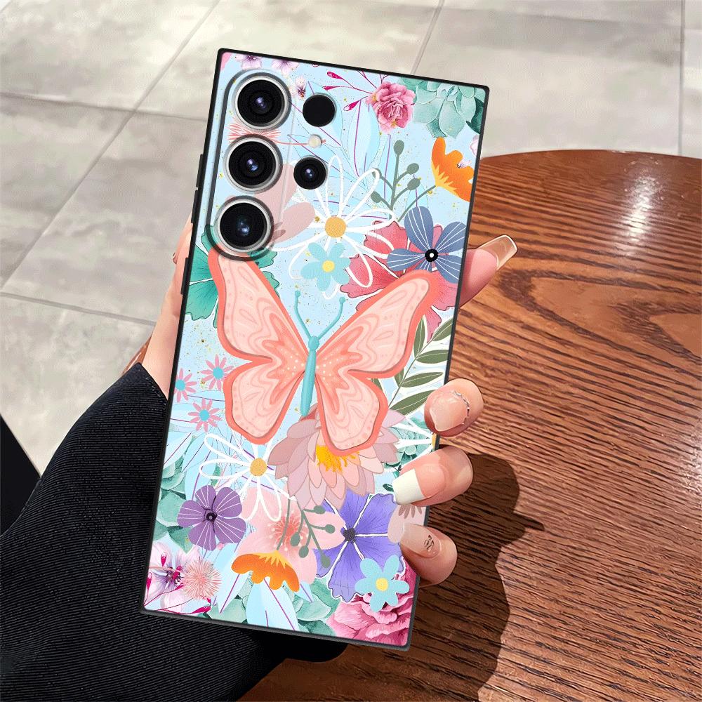 Cartoon Butterfly Flower Funda Phone Cover Case for Samsung Galaxy S26 Ultra S25 Plus S24 S20 Ultra S23 Note 20 8 9 10 S10 S9