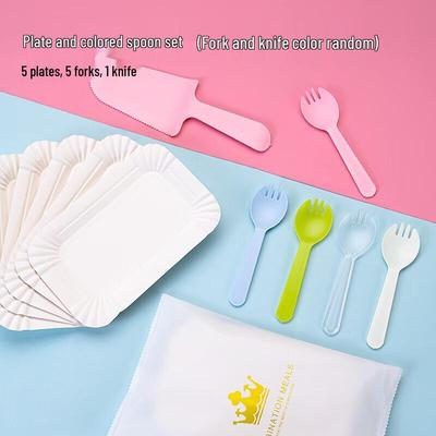 Disposable Birthday Cake Plate & Cutlery Set