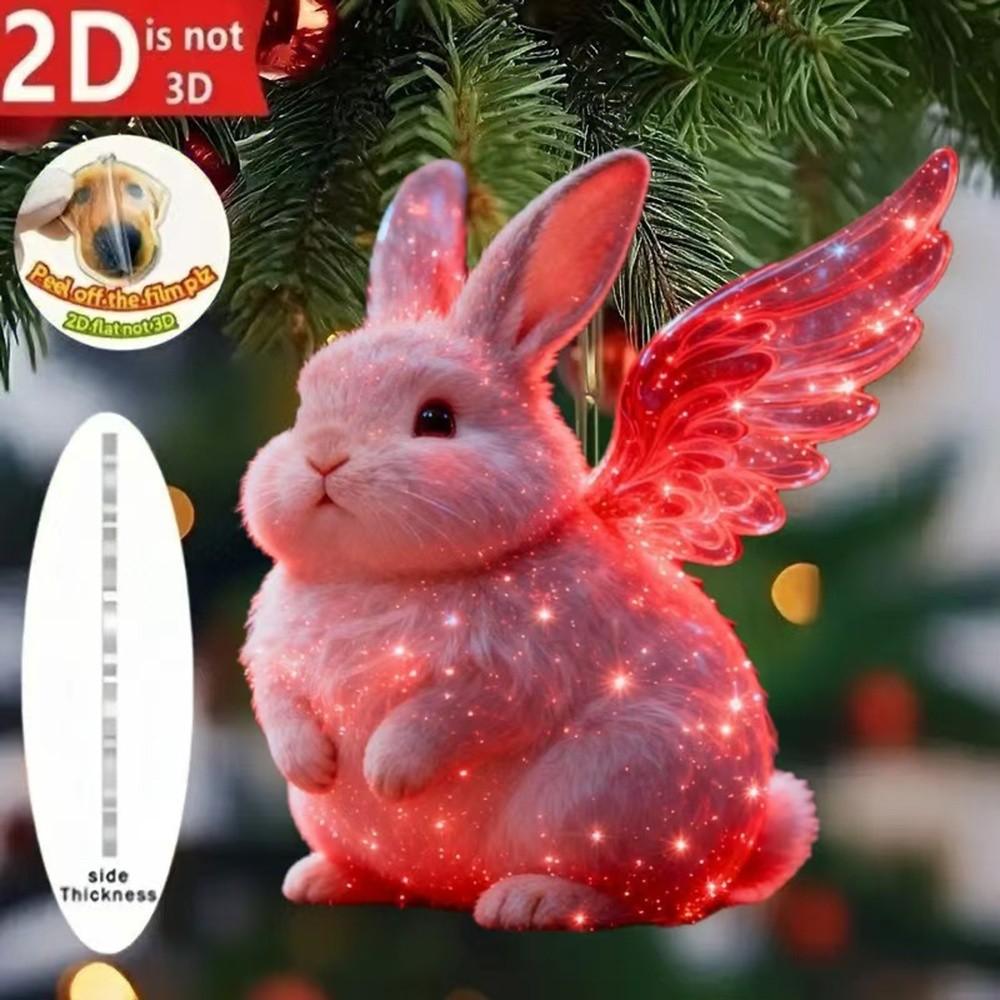 2D Flacher Weihnachts-Hängeanhänger Glänzender Hase Simulation Engel Hängedekor Ballerina Acryl Weihnachtsbaum Hängeornament
