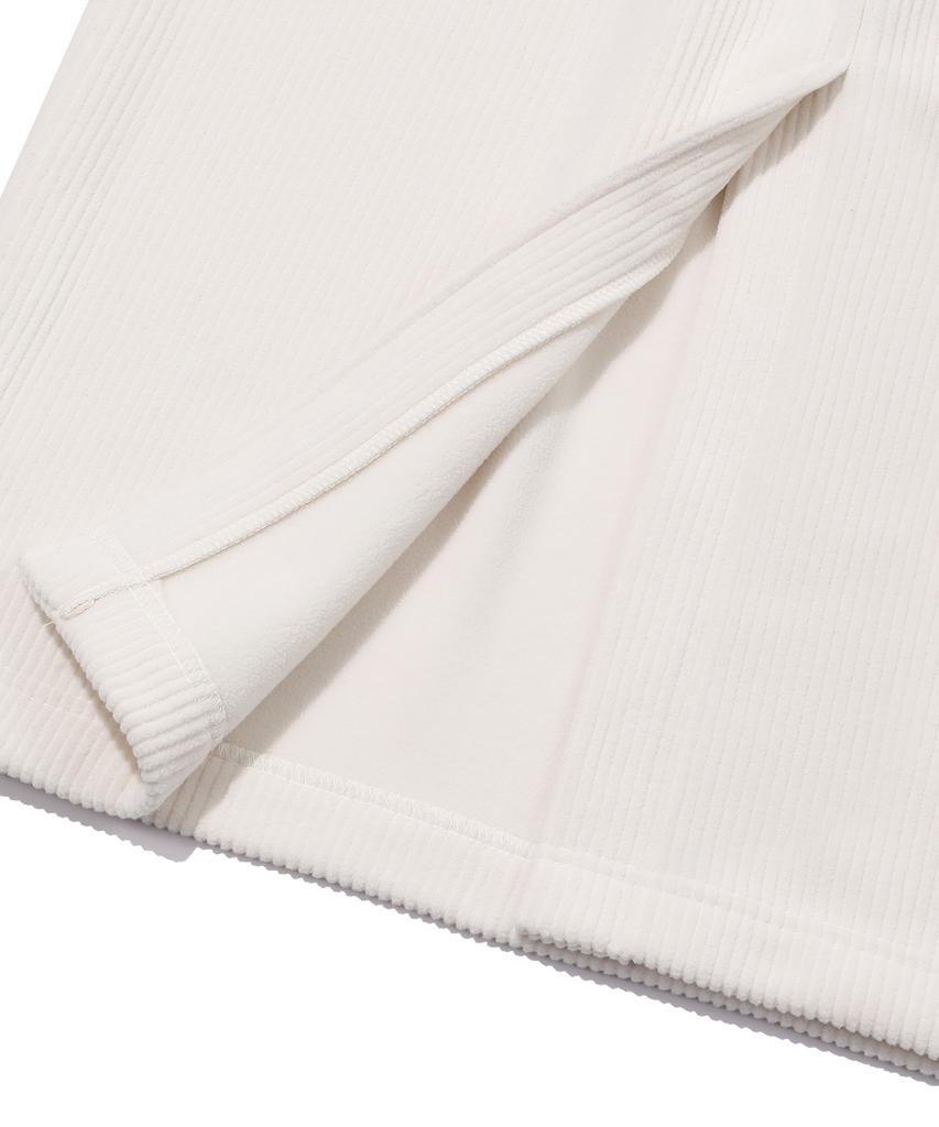 BEENTRILL Corduroy Fleece Long Skirt (Ivory)