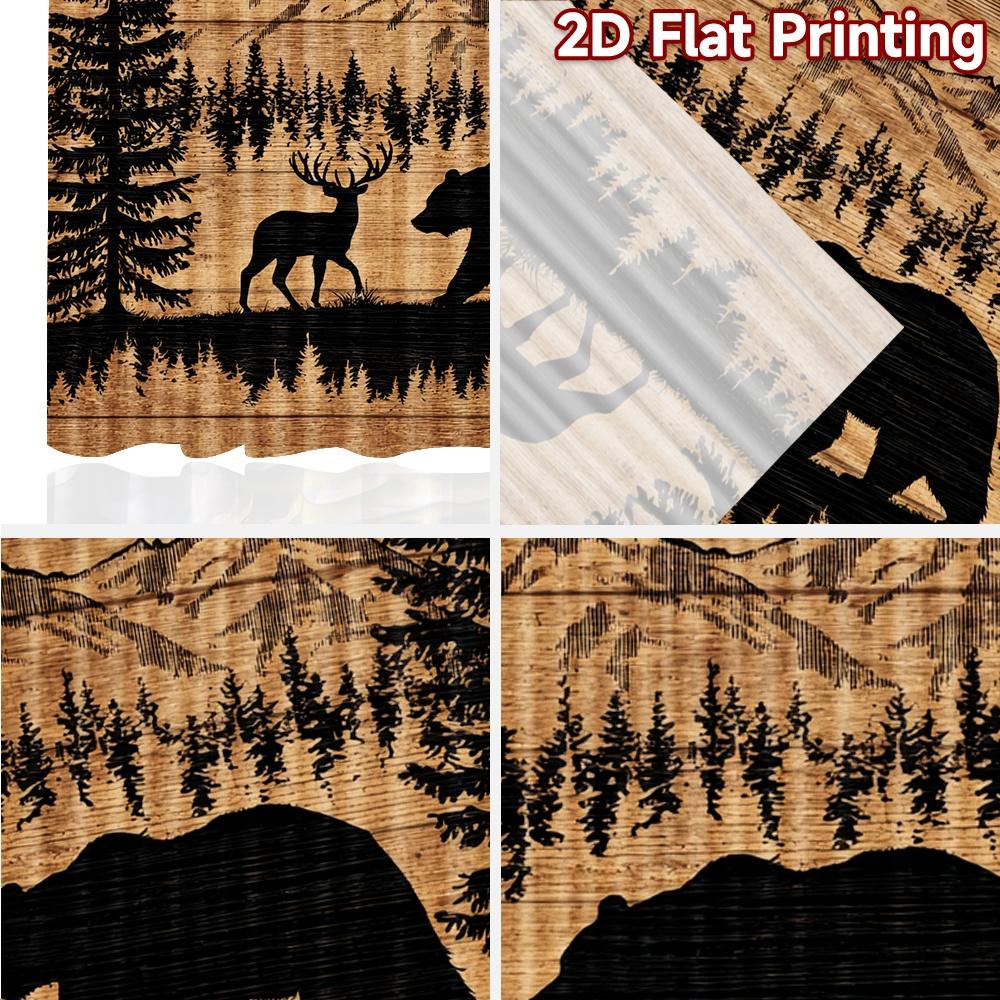 2pcs, 2D FLAT PRINTING Curtains (Without Rod) Wildlife Silhouette Holiday Printed Curtains Versatile Fabric Curtains Decorations