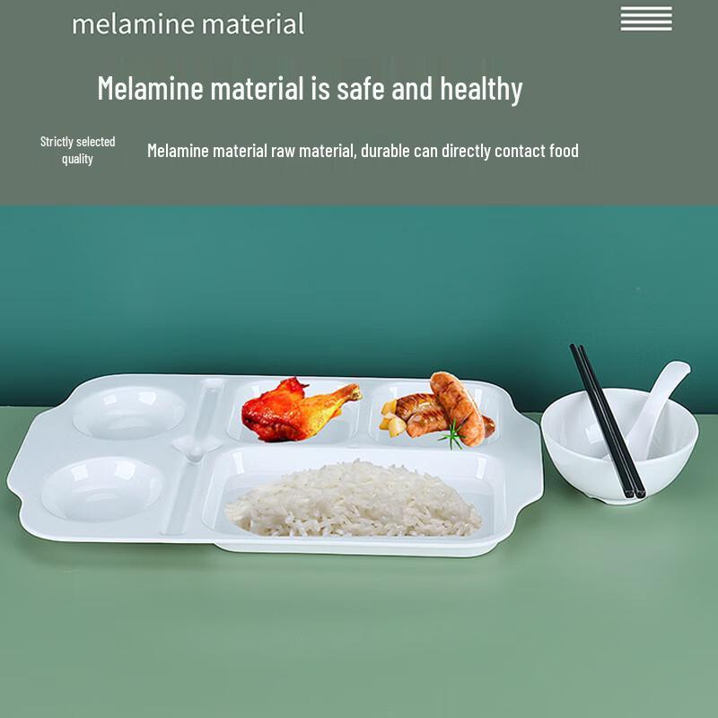 Shengjia A8 White Melamine Divided Canteen Tableware Set