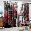 2pcs  Black Landscape Painting Printed Curtain for Home Decor - Rod Pocket Window Treatment for Bedroom, Office, Kitchen