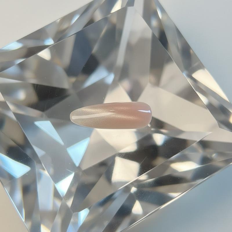Solid Color Press On Nails, Ice Transparent Cat Eye Nails Handmade Nude Skin-Flattering Nail Patches