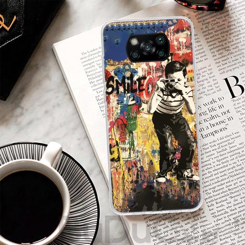 Banksy Graffiti Art Cover For Xiaomi Poco X6 X7 X5 Pro X4 Gt X3 Nfc F6 Phone Case F5 F4 F3 F2 F1 M5S M4 M3 Print Shell Housing X