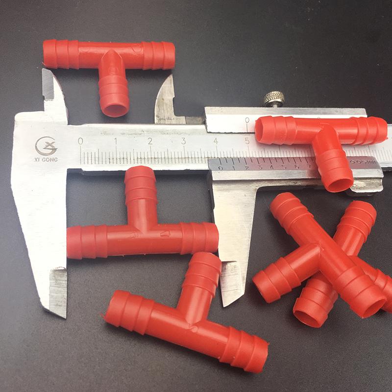 100Pcs Nipple Drinker Tee Tube Connector Diameter 8mm Plastic Rabbit Chicken Quail Doves Pets Connecting Pipe Farm Equipments