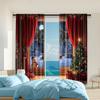2Pcs Christmas Tree Design Window Curtains Polyester Material Drapes For Bedroom Living Room Office Rod Pocket Machine Washable