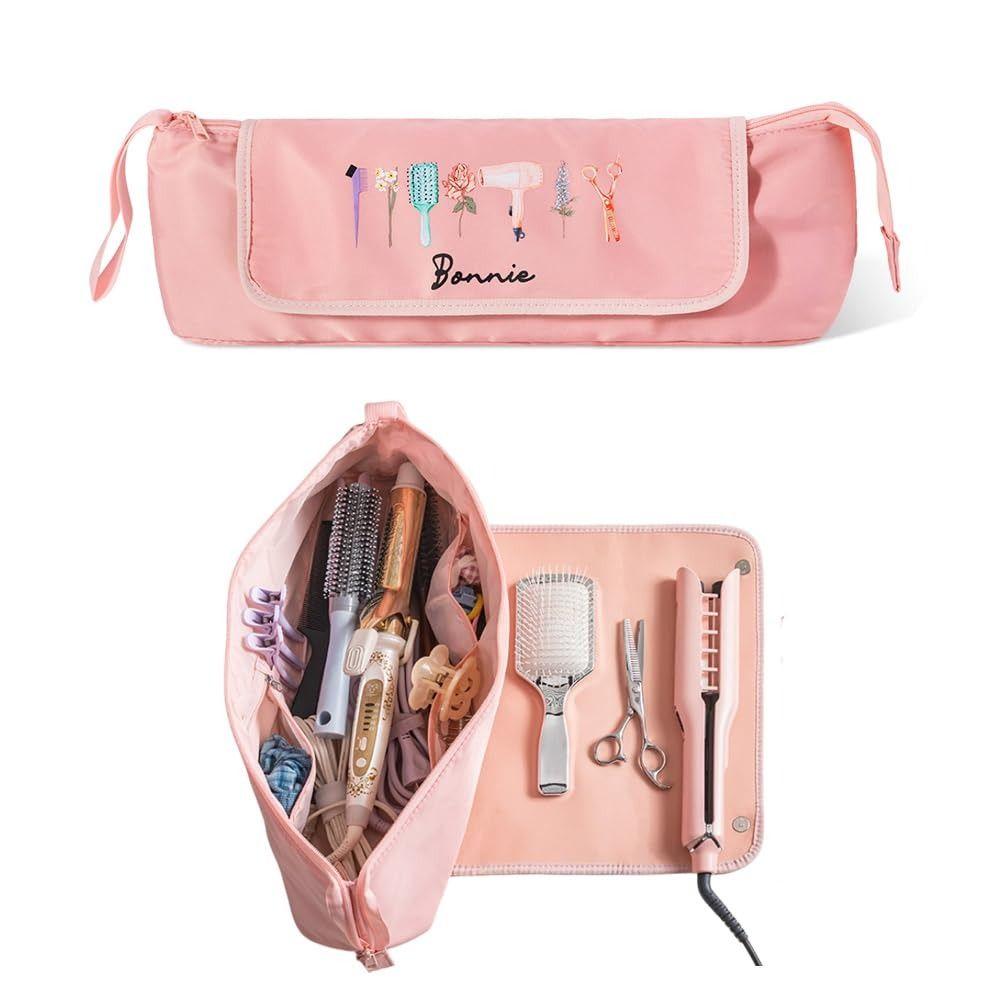 Polyester Hair Straighteners Toiletry Bag Personalised Design Birth Flower Travel Hair Tools Storage Heat Proof Mat