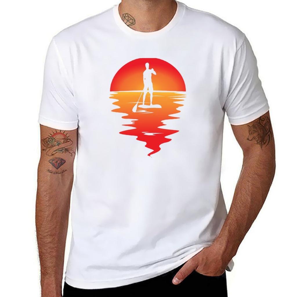 Stand Up Paddle Board Sup Orange Sunset Tshirt Quick Dry Travel Tshirt