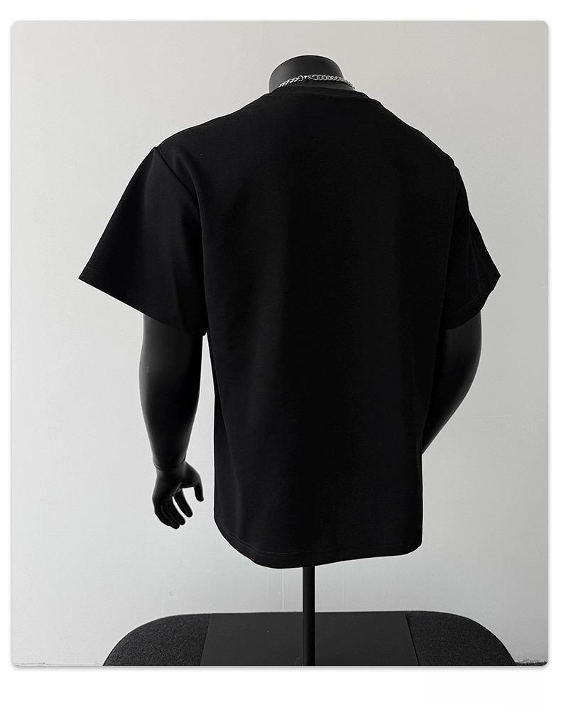 2026 Summer Men's Trendy Japanese Retro Patchwork Heavyweight Loose Casual T-Shirt