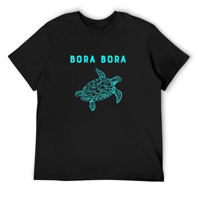 Bora Bora Turtle - French Polynesia T-Shirt Anime Shirt Luxury Man Kawaii Clothes Cotton T Shirt Men