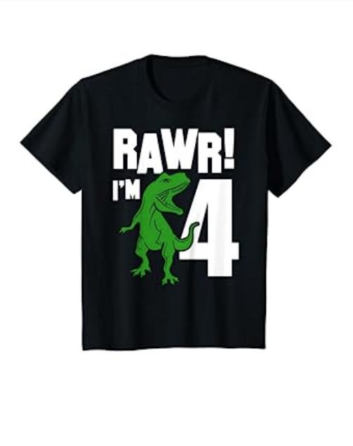 Kids Rawr! I m 4 Awesome 4th Birthday T Shirt T-Shirt 2XL