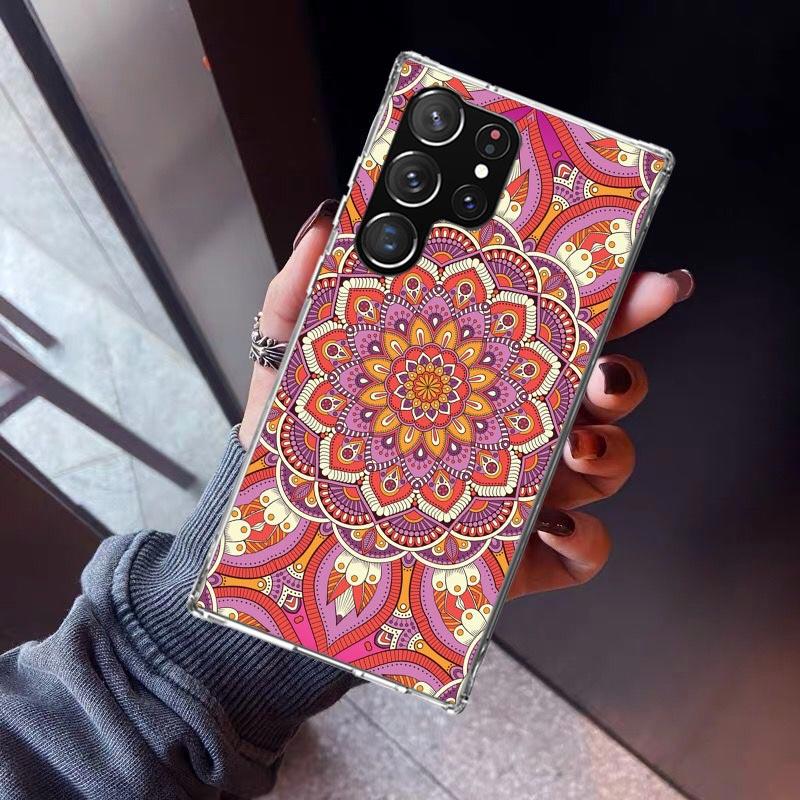Totem Mandala Colorful Flower Phone Case For Samsung Galaxy S23 S24 S25 Edge S26 Ultra S22 + S21 Plus S20 FE Cover Silicone Prin