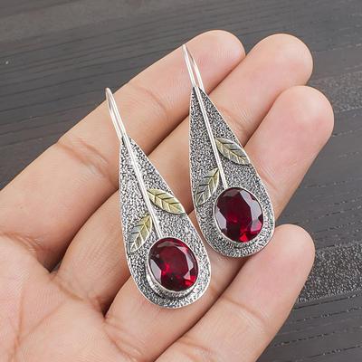 Schmuck mit rosa Rubellit-Edelstein, 925 Sterlingsilber Ohrring, Handgefertigter Charmanter Ohrring, Böhmischer Rubellit-Ohrring als Geschenk für Oma