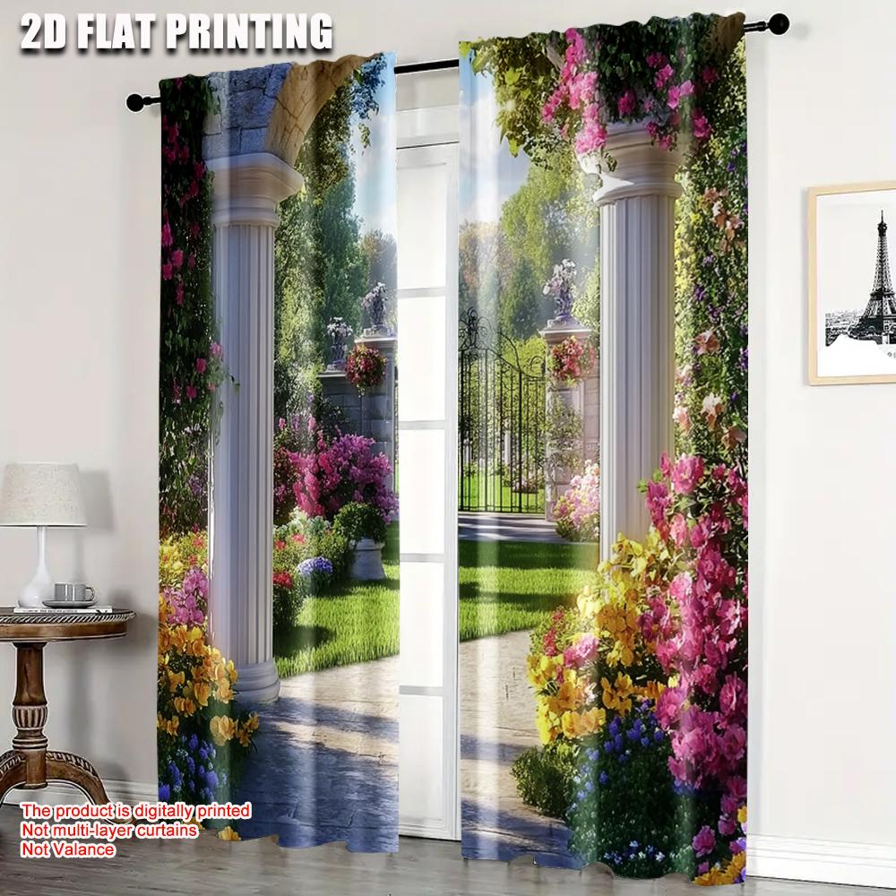 

2pc, Scene Curtains Flower Durable Polyester,Without Electricity Holiday Decorations Use for Indoor Celebrations 52.50×116.00 CM 2pcs