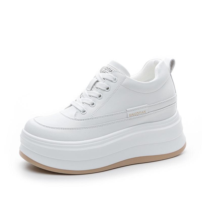 Spring and Autumn Women's Shoes New Wedge Heel Muffin Thick Sole Inner Height Increase Small Casual Single Shoes