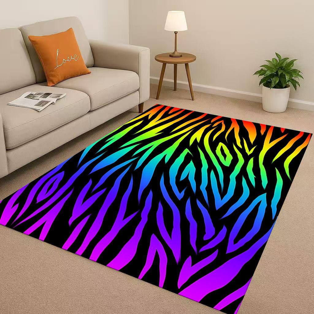 HD Zebra Tiger Leopard Beast Stripe Print Art Living Room Non Slip Area Rug Carpet for Bedroom Playroom Sofa,Home Decor Doormat