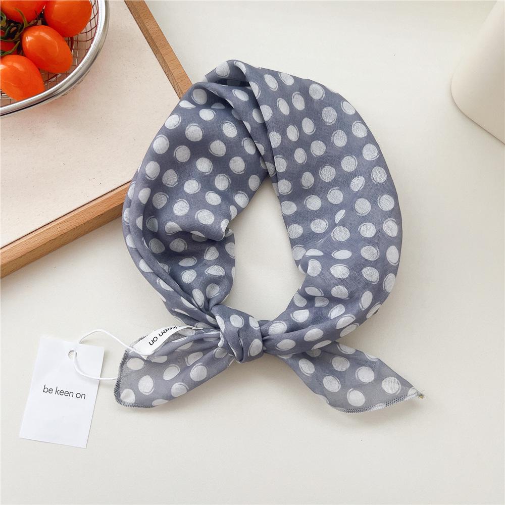 55 Polka Dot Silk Scarf: Spring Summer Korean Fashion Headscarf & Decorative Hairband for Women