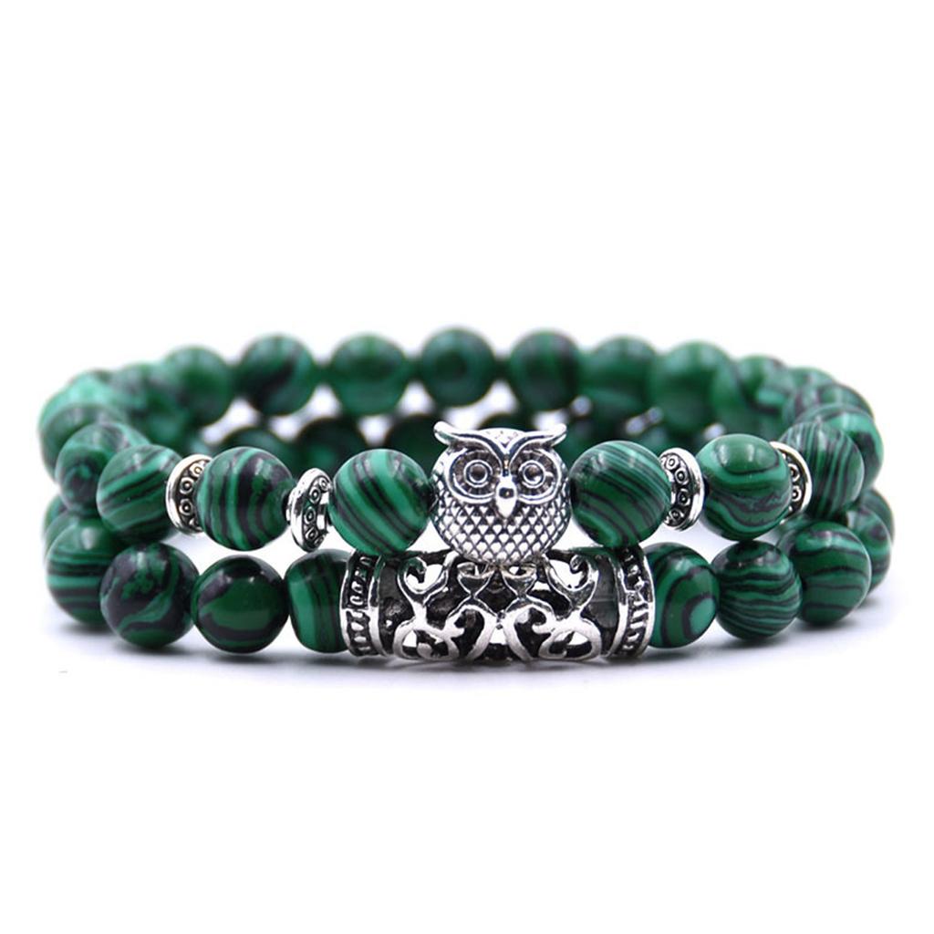 Stone Bracelet For Men And Women, Light Luxury Alloy Accessory Bracelet, Double Two Circle Owl Bracelet