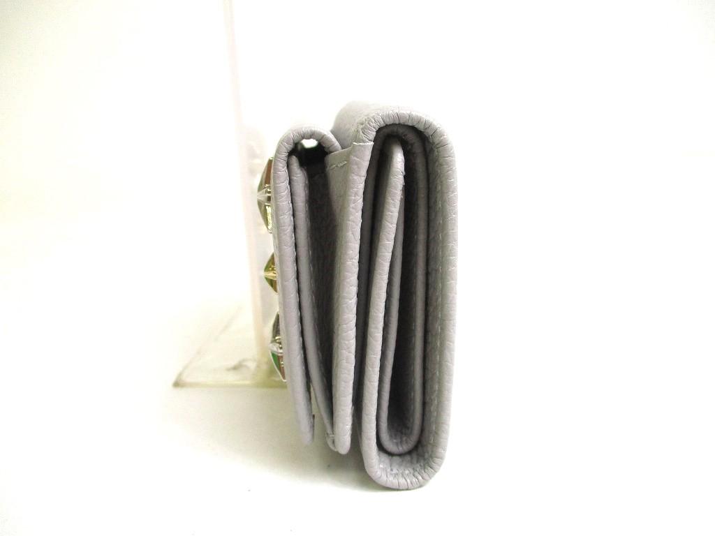 Authentic Jimmy Choo Plastic Stars Gray Leather Trifold Wallet Compact Wallet NEMO #a354  Refurbished