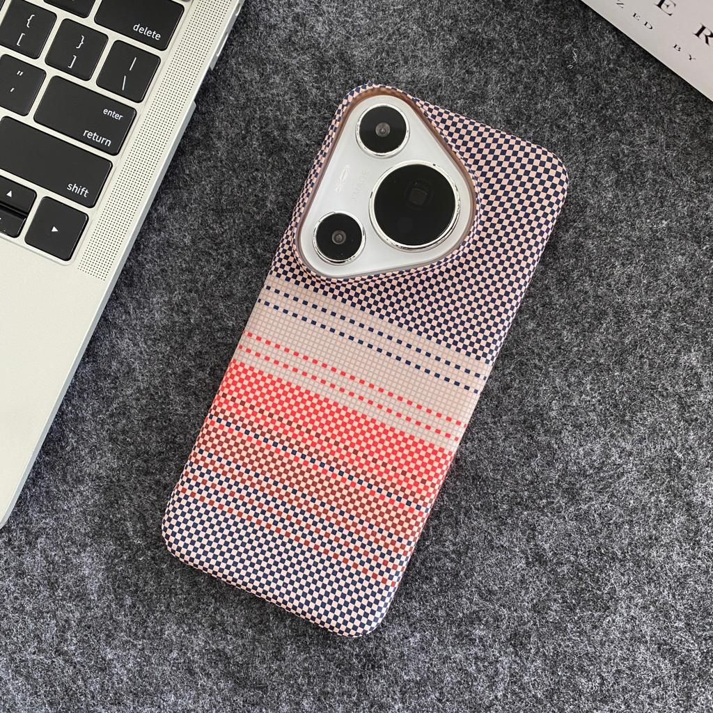 Sunset Carbon Fibre Pattern Magnetic Case For Huawei Pura80 P70 Mate 80 70 60 Pro For Magsafe Wireless Charge Hard Plastic Cover