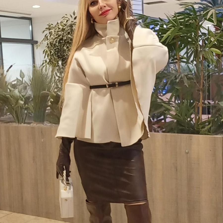 Moda Donna Primavera, Autunno e Inverno Monocolore Cinghie in Vita Mantello di Lana Giacca Abbigliamento Donna