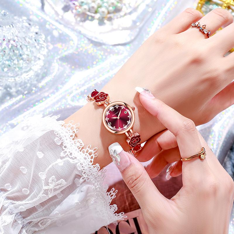 BONARGER Camellia Bracelet Women's Watch Water-Resistant Niche Luminescent Women's Quartz Watch Dress Gift For Lady