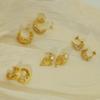 Elegant Retro C-Shaped Pleated Earrings: Light Luxury Stainless Steel Electroplated Design