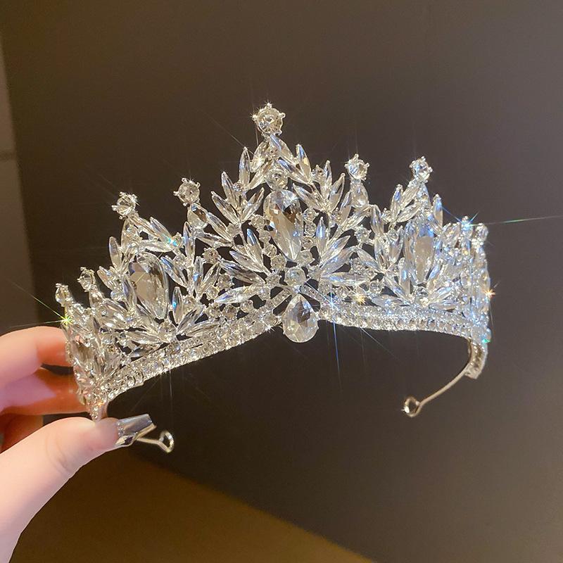 Super flash full diamond princess queen crown headband bride wedding banquet crown light luxury high-end temperament hair accessories woman
