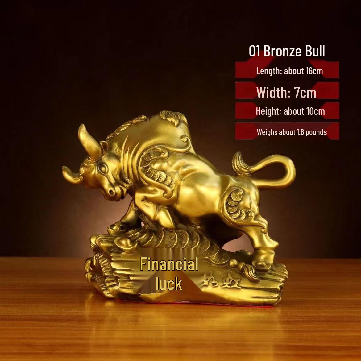 Bronze Brass Copper Zodiac Cow Sculpture - Prosperity & Luck Home Decor