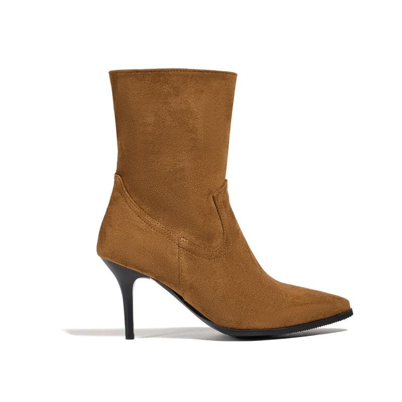 Womens Winter Pointed Toe Mid-Calf Fashion Boots With Side Zipper High Heel Size 40-43