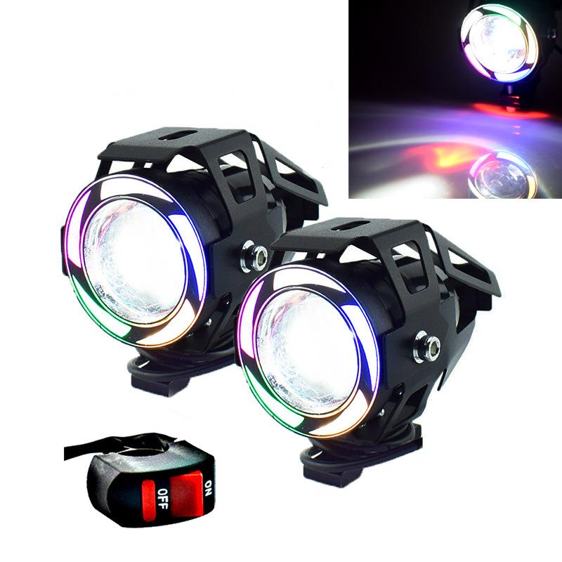 Motorcycle LED 12v 125w Headlights Car Spotlights 6000k Motorbike Work Head Lamp LED Angel Eye Lights Fog Lamp