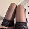 Sexy Gothic Lace Top Thigh High Stockings Retro High Tube Wide Rib Cuff Stay Up Nylon Legging Pole Dance Shiny Over Knee Medias