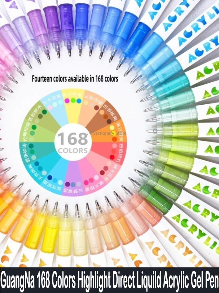 GUANGNA 168/12 Farben Große Kapazität Highlight Direkter Flüssiger Acryl-Gel-Stift Morandi Stift Mehrfarbiger Marker Schulbedarf