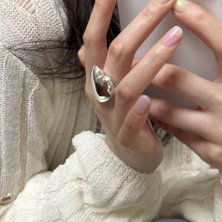 Xiaomi 925 Sterling Silver Rings For Women Geometric Fine Jewelry Finger Adjustable Simple Big Heart Ring For Party Birthday Gift