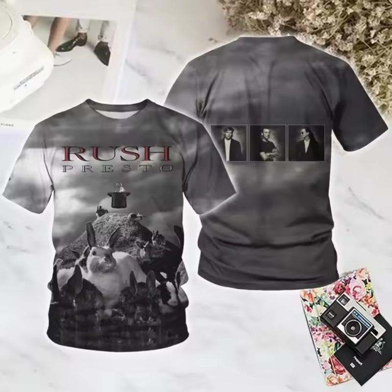Popular Rock Rush 3D Print T-shirts Summer New Men Women Hip Hop Trend Short Sleeve TShirt Street Loose Casual Oversized Y2k Top