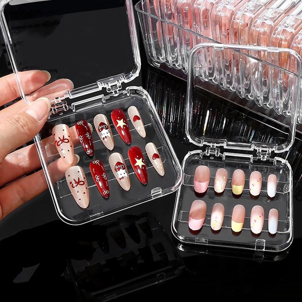 10 Stück Aufdrücknägel Verpackungsbox Aufdrücknägel Aufbewahrungsbox für Falschnägel Aufbewahrungsetui Nageldisplay Nagelstudiozubehör