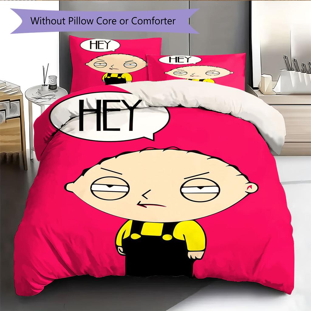 Stewie Griffin Pattern Bedding Home Decoration Birthday Gift ( 1 duvet cover + 2 pillowcase, without core),fan merchandise.