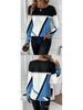 New Arrival Women's Pullover Round Neck Geometric Print Color Block T-shirt