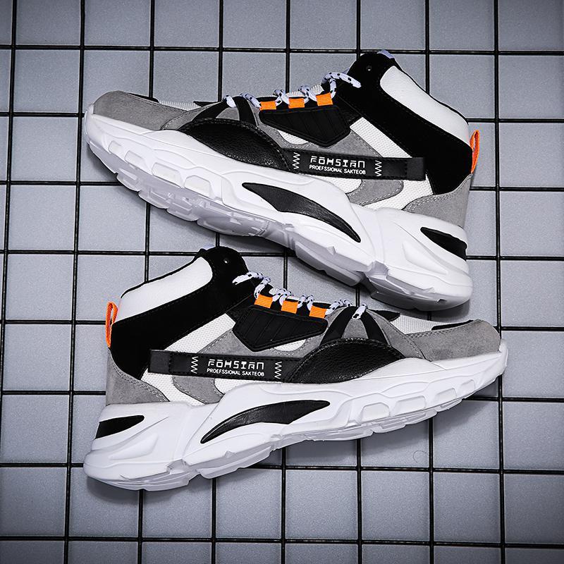 Autumn and winter new high-top shoes sports breathable student dad shoes comfortable net running shoes