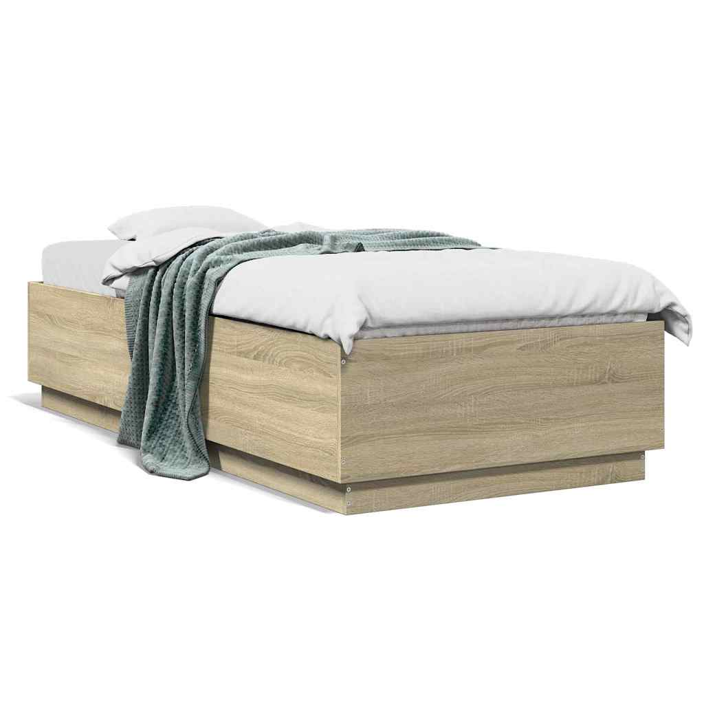 Bed Frame in Sonoma Oak Finish 100 x 200 cm Engineered Wood