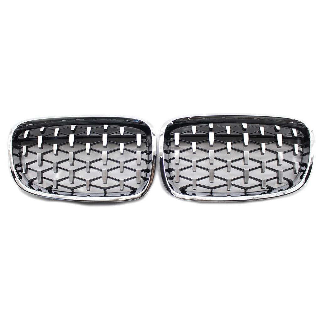 Chrome Black Diamond Kidney Grille Grill 1 Pair Outdoor Anti-resistance Repairing Parts for BMW 1 Series F20 F21 2011-2014