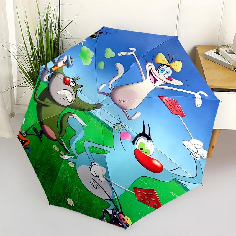 

1pc Cartoon Cat Chase Umbrella with Plastic Handle,Suitable for All Seasons Home Travel Outdoor UmbrellaM1097