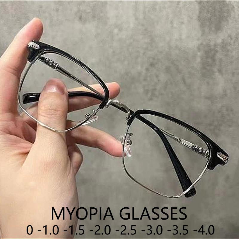 Business Fashion Myopia Glasses for Men Women Classic Half Frame HD Glasses Blue Light Blocking Eye Protection Computer Glasses