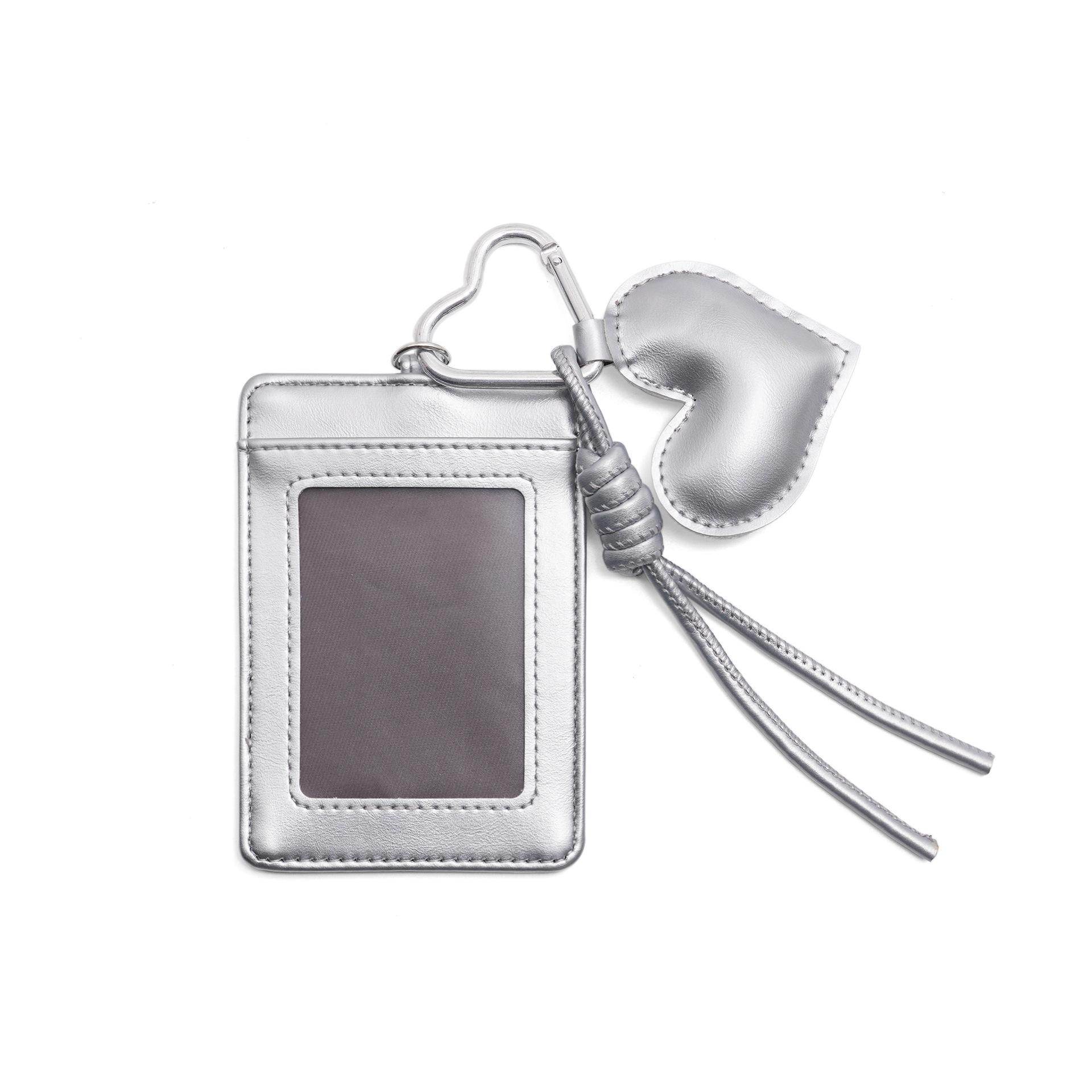 

Kpop Photocard Holder Id Card Holder 3-Inch Card Holder Pu Leather Photo Card Case For Travel Keychains Campus серебряный